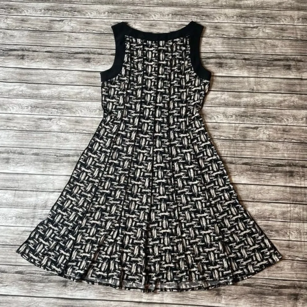 Perceptions New York Abstract Paneled Dress Black Cream M Med Medium Sleeveless - Image 4