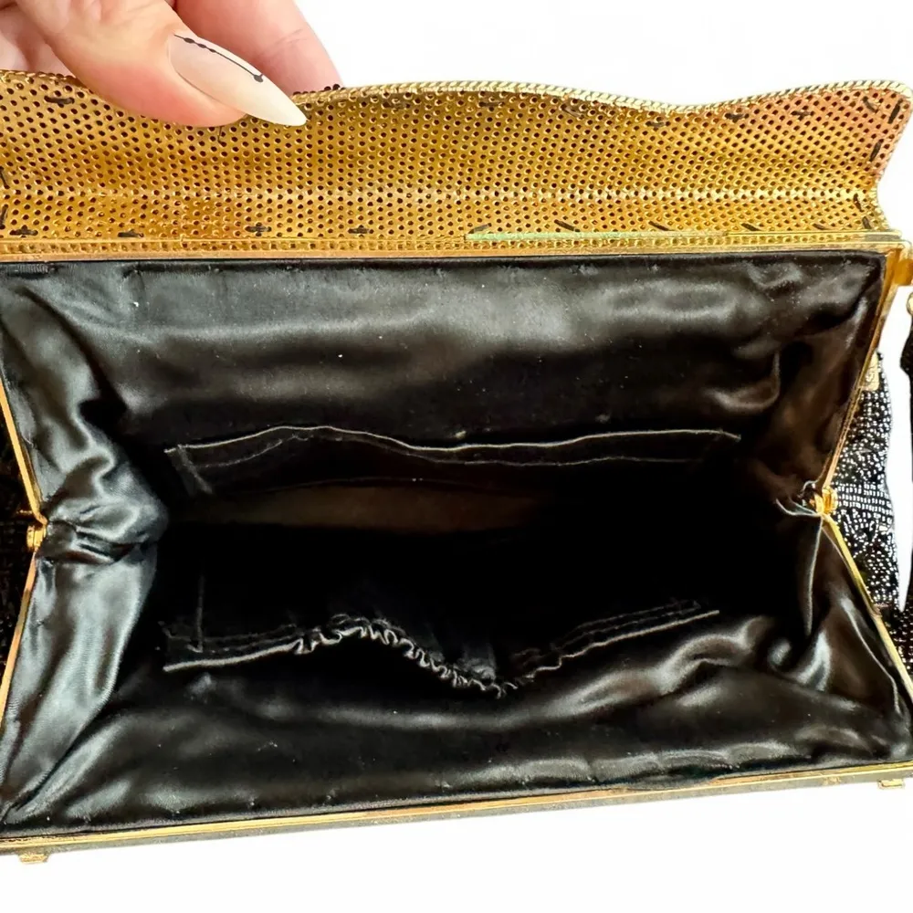 Vintage Black and Gold Handbag - Image 4