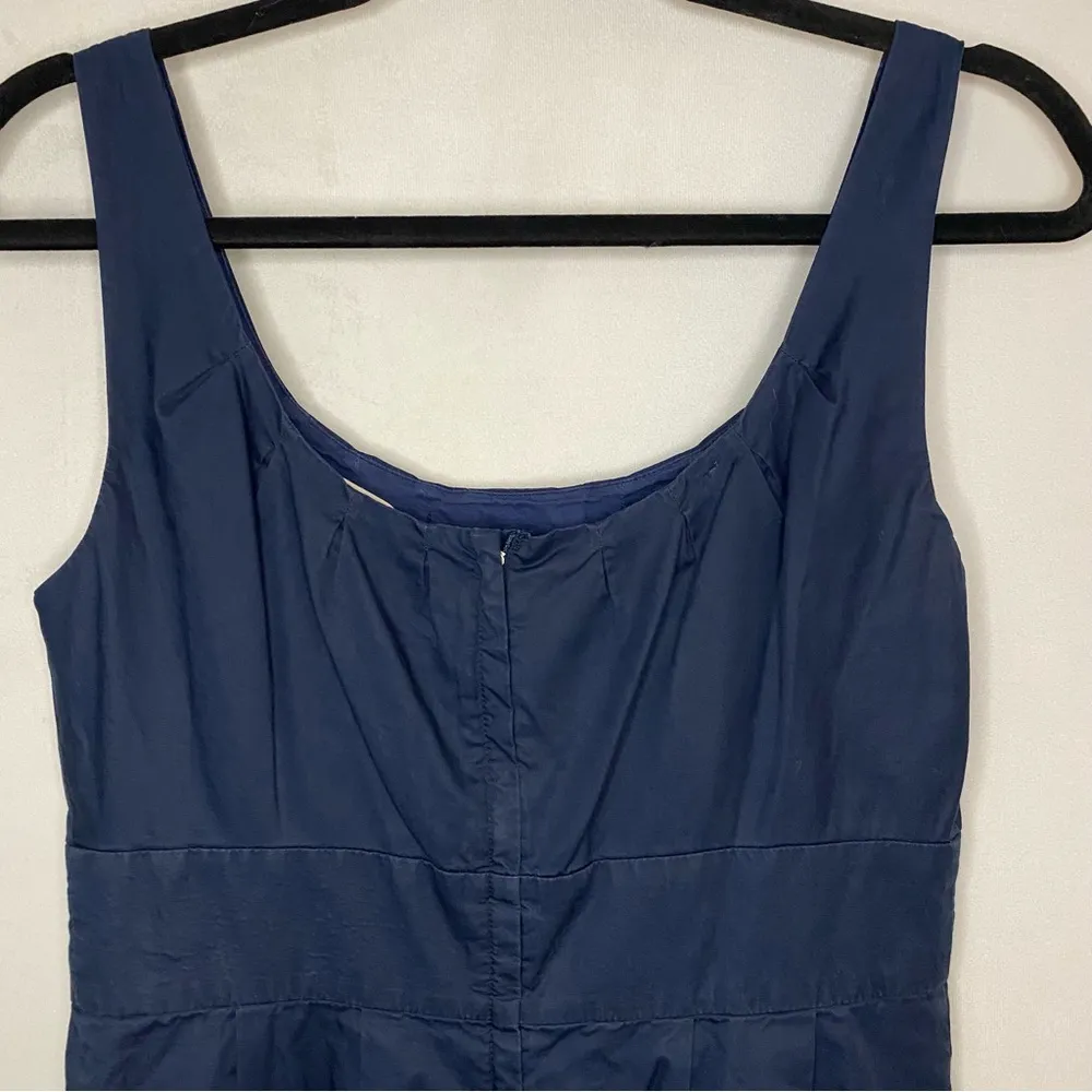 J Crew Navy Blue Poplin Cotton Sydney Dress Pockets Sleeveless Tank Scoop Neck 6 - Image 5
