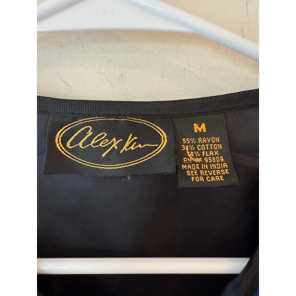 Alex Kim Multicolor Embroidered Patchwork Button Front Jacket Blue Women Medium - Image 5