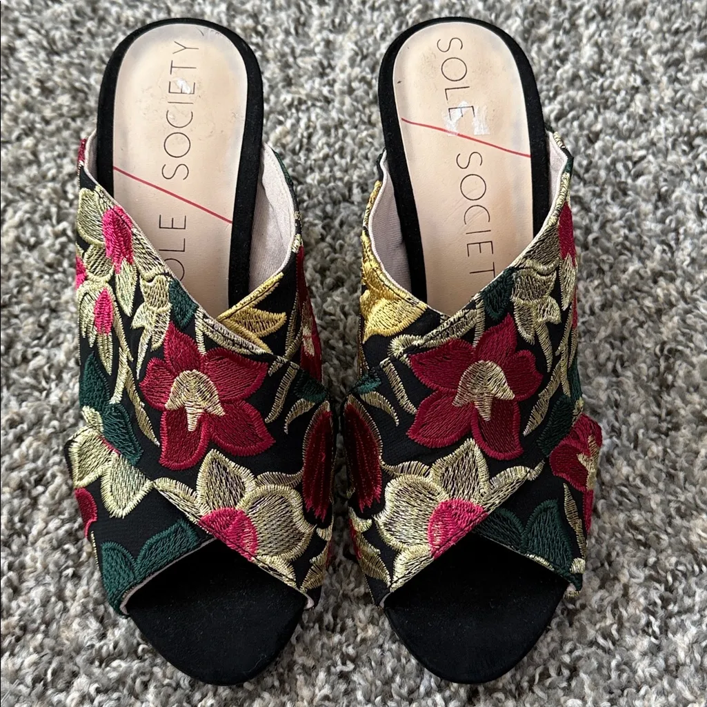 Sole Society Floral Embroidered Mules - Image 5