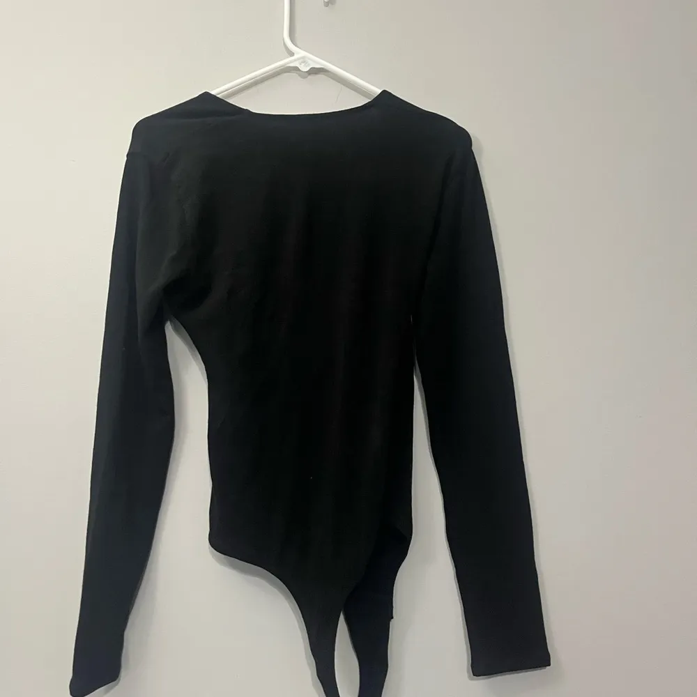 Madewell Black Asymmetrical Wrap Bodysuit - Image 4