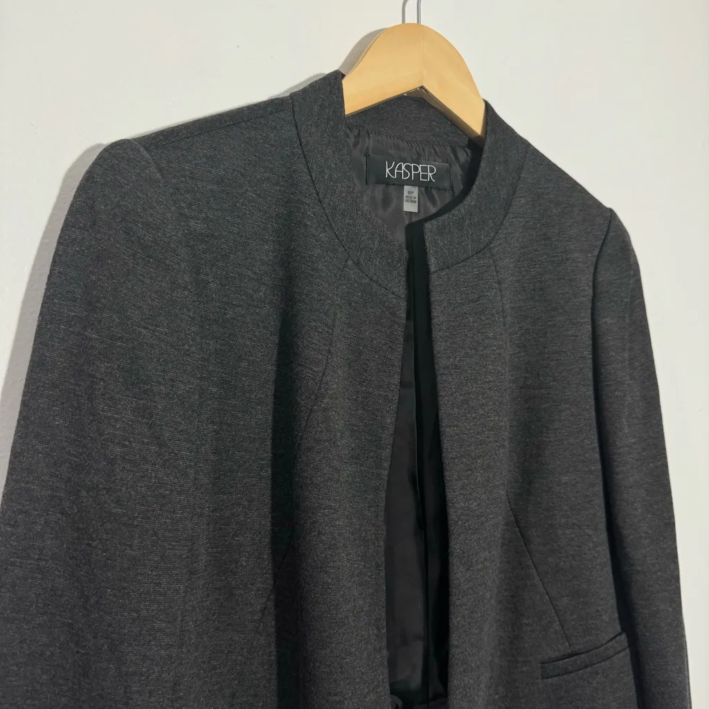 NWT‎ Kasper Open Front Charcoal Blazer Size 6 Petite - Image 2