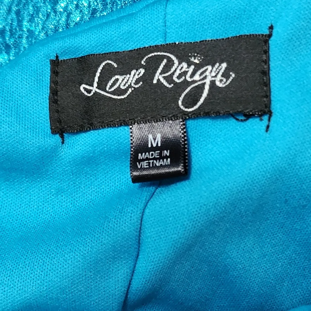 Love Rein Turquoise Metallic Knit Bodycon One Shoulder Dress Size Medium - Image 7