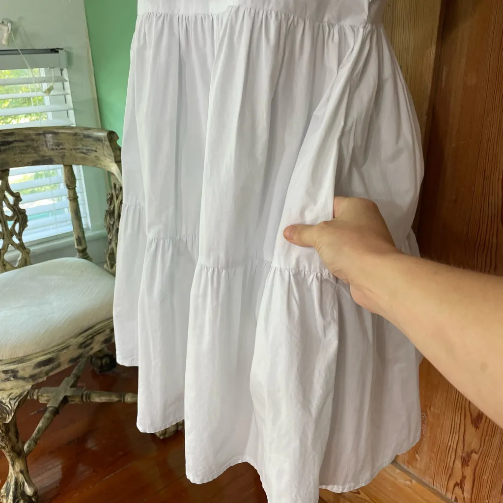 English Factory Babydoll Tiered Ruffle Mini Dress in Optic White w/Pockets~ L - Image 6