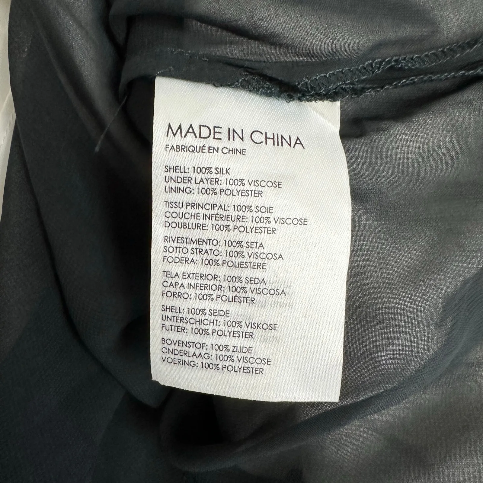 Club Monaco Women’s 14 Silk Double V-Neck Mini Dress White Black Floral Slip NWT - Image 10