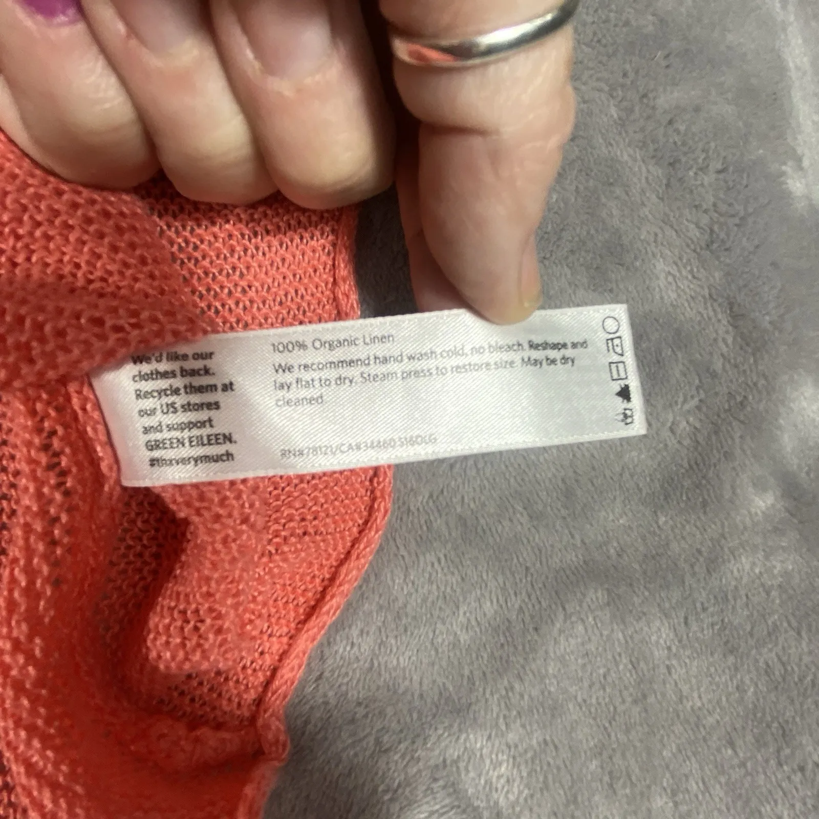 Eileen Fisher Coral Top XL 100% Organic Linen‎ Cap Sleeve Pullover Beach Resort - Image 9