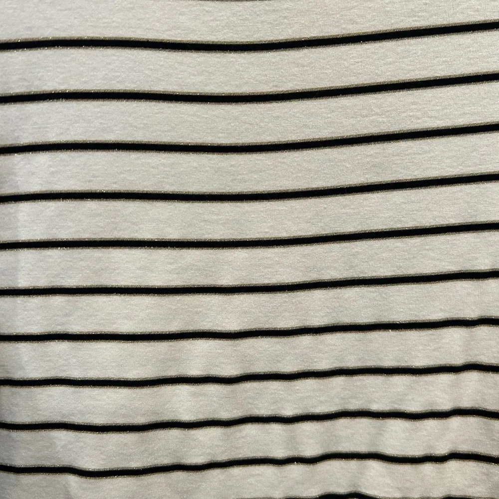 JNY Women's White Black & Gold Striped Long Sleeve Top - Image 7