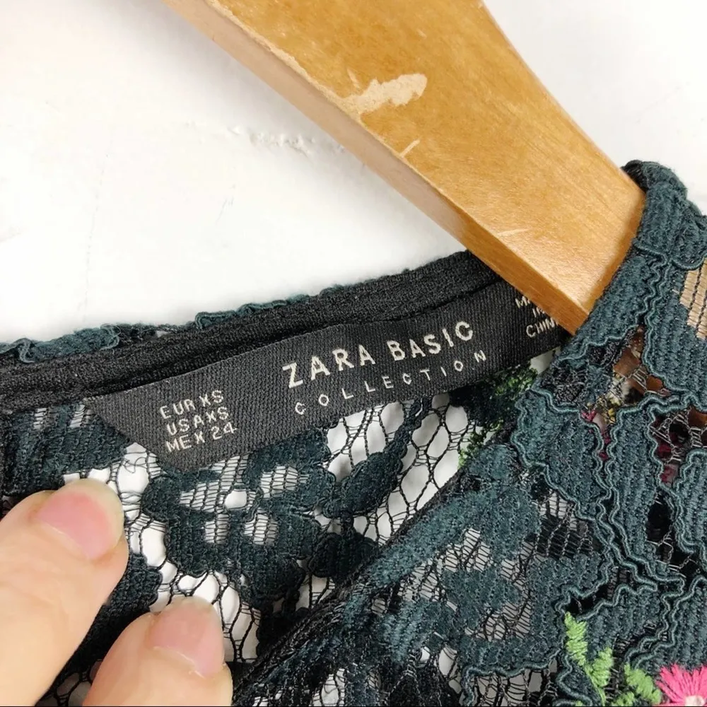 Zara Floral Lace Embroidered Mini Ruffle Bohemian Dress XS - Image 8