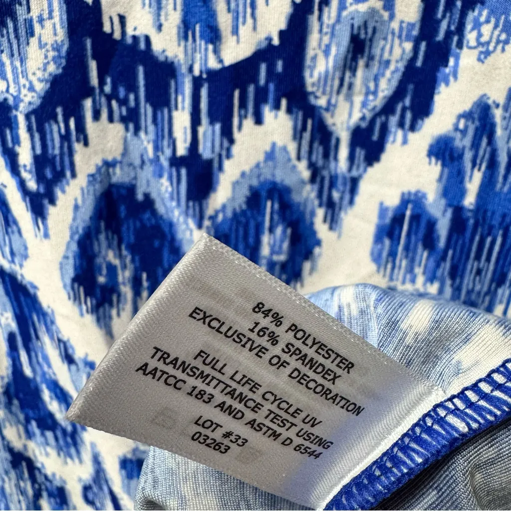 Coolibar Cover Up Mini Dress Long Sleeve Pullover Blue White Medium - Image 8