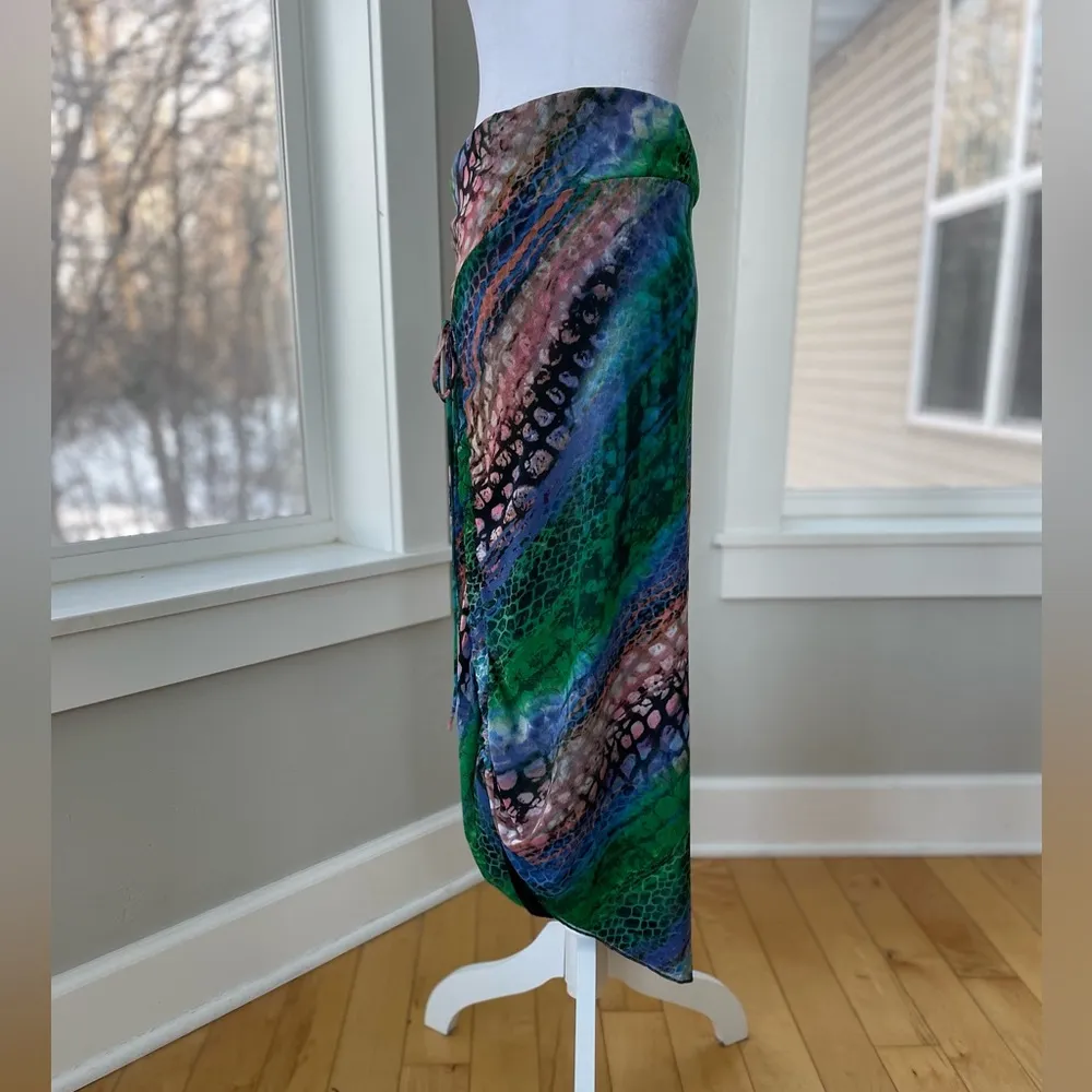 Vintage Y2K Mesmerize Emerald Green Low Rise Stretch Mesh Maxi Skirt Sz S - Image 3