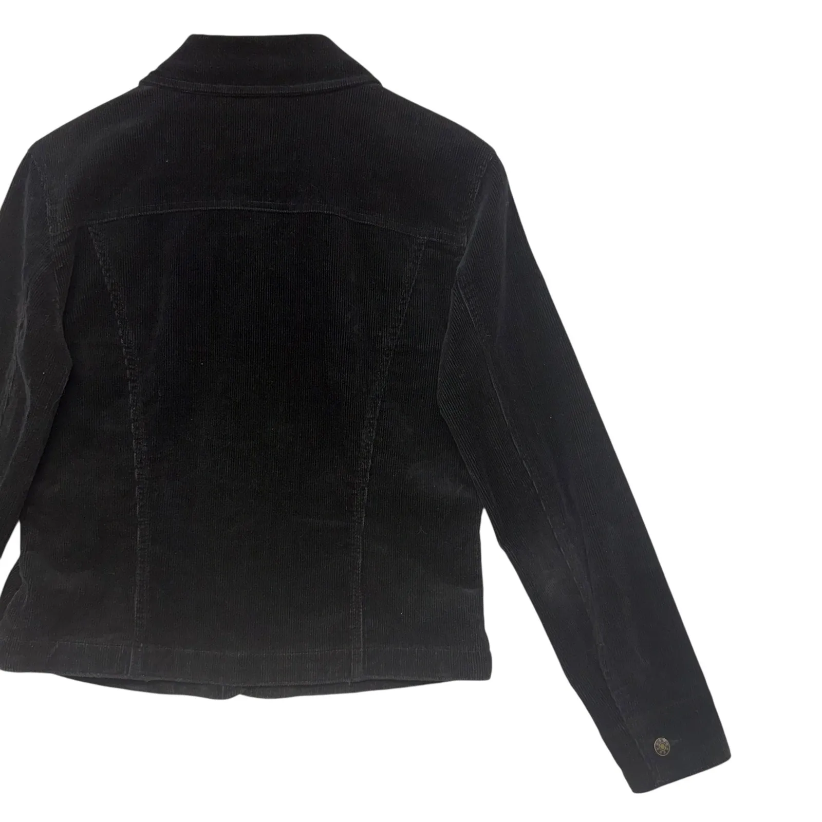 Black Corduroy Button Up Trucker Cotton Jacket Moto Edgy Comfy Streetwear Size M Size M - Image 9