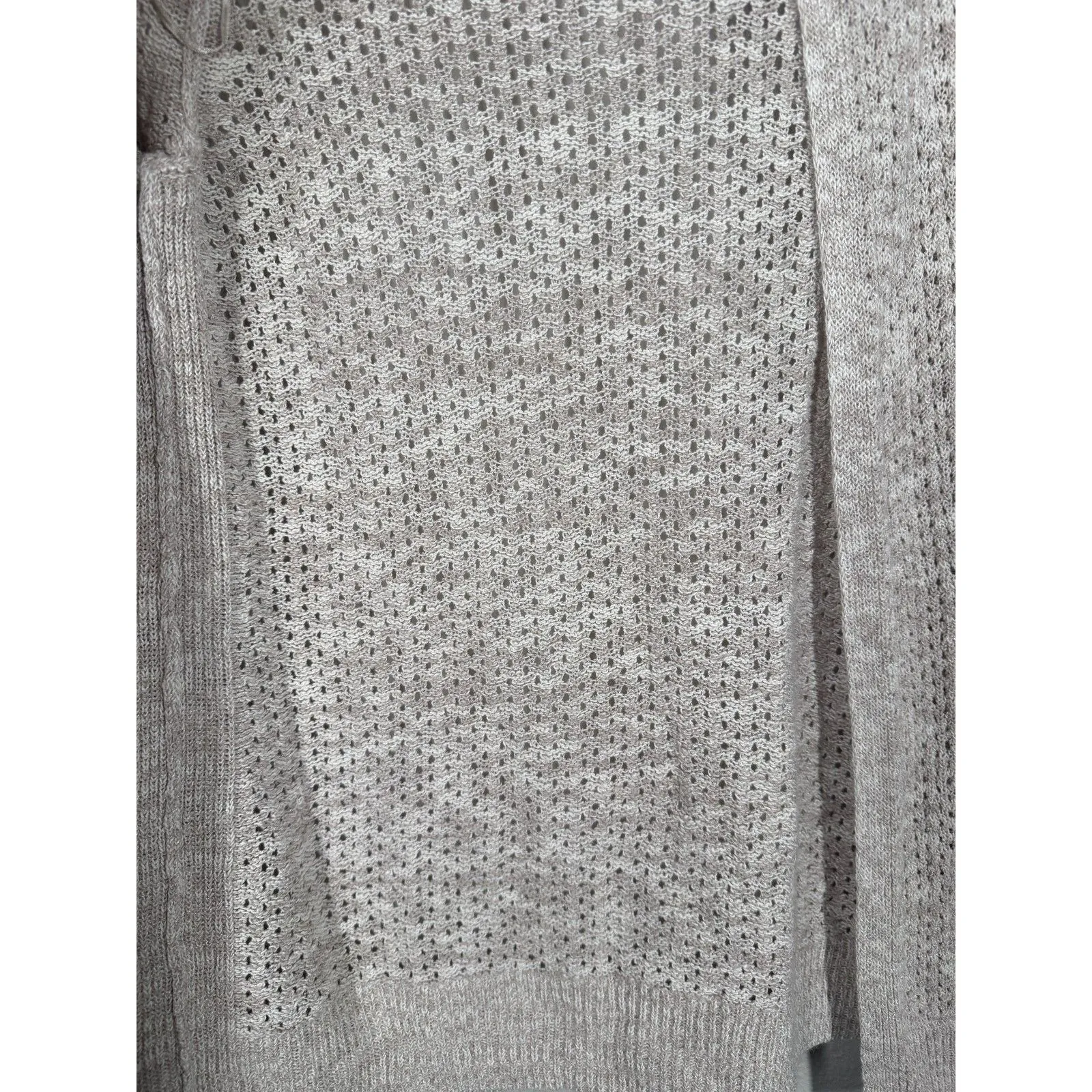 Sigrid Olsen Womens Brown Open Knit Cardigan Sz XL Linen Blend Beachy Vacation - Image 3