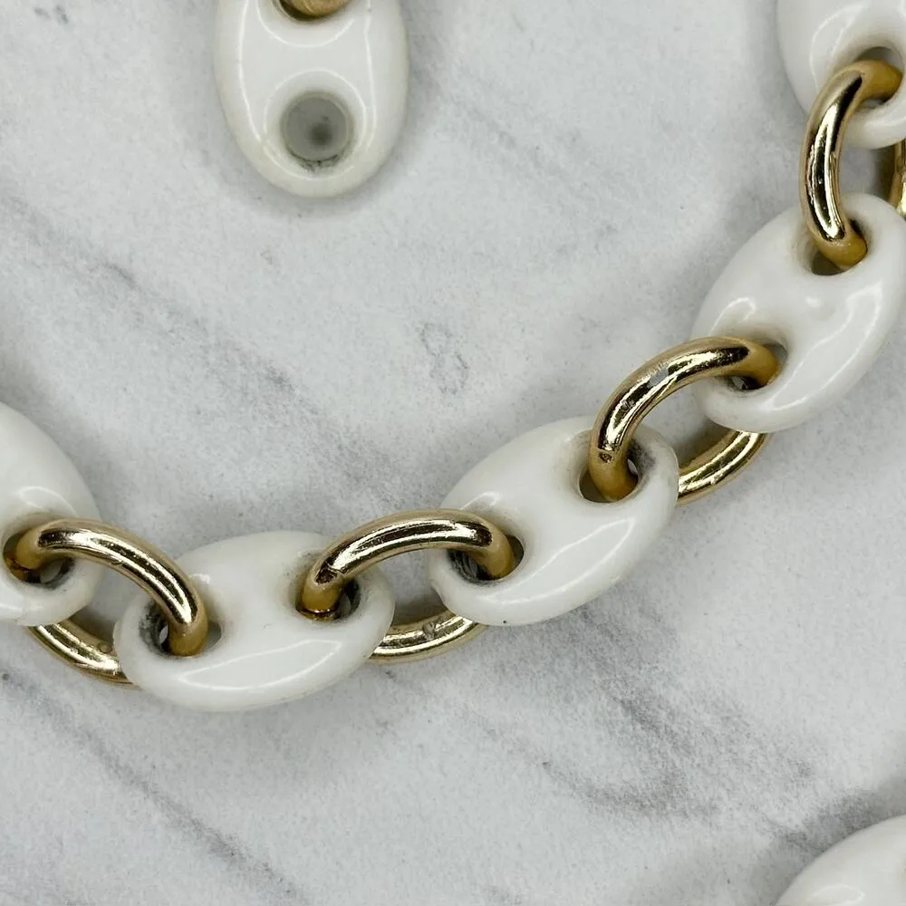 Vintage White Plastic Gold Tone Chain Link Belt Extra Small/Small (XS/S) ✨ - Image 9