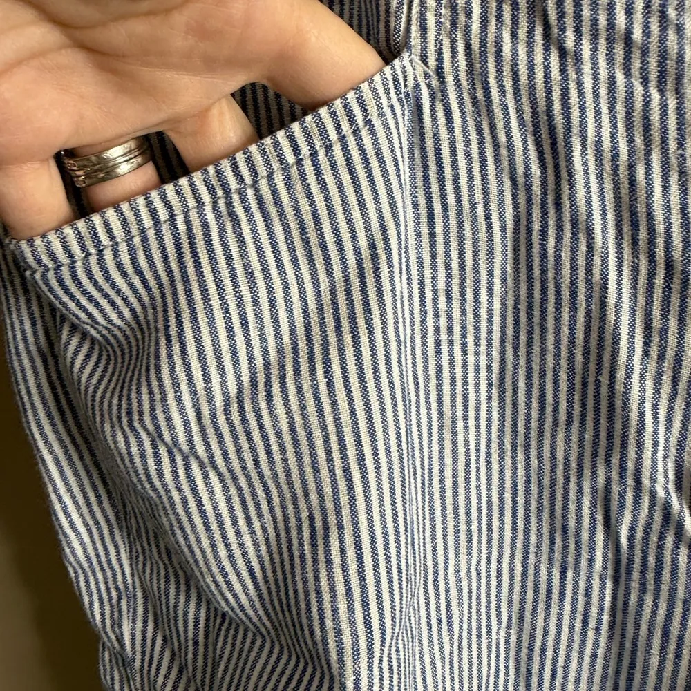 J Jill wide leg linen Striped Blue and White Pants size xl - Image 12