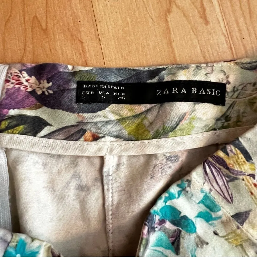 Zara Floral Multicolored Shorts Women’s Small - Image 3
