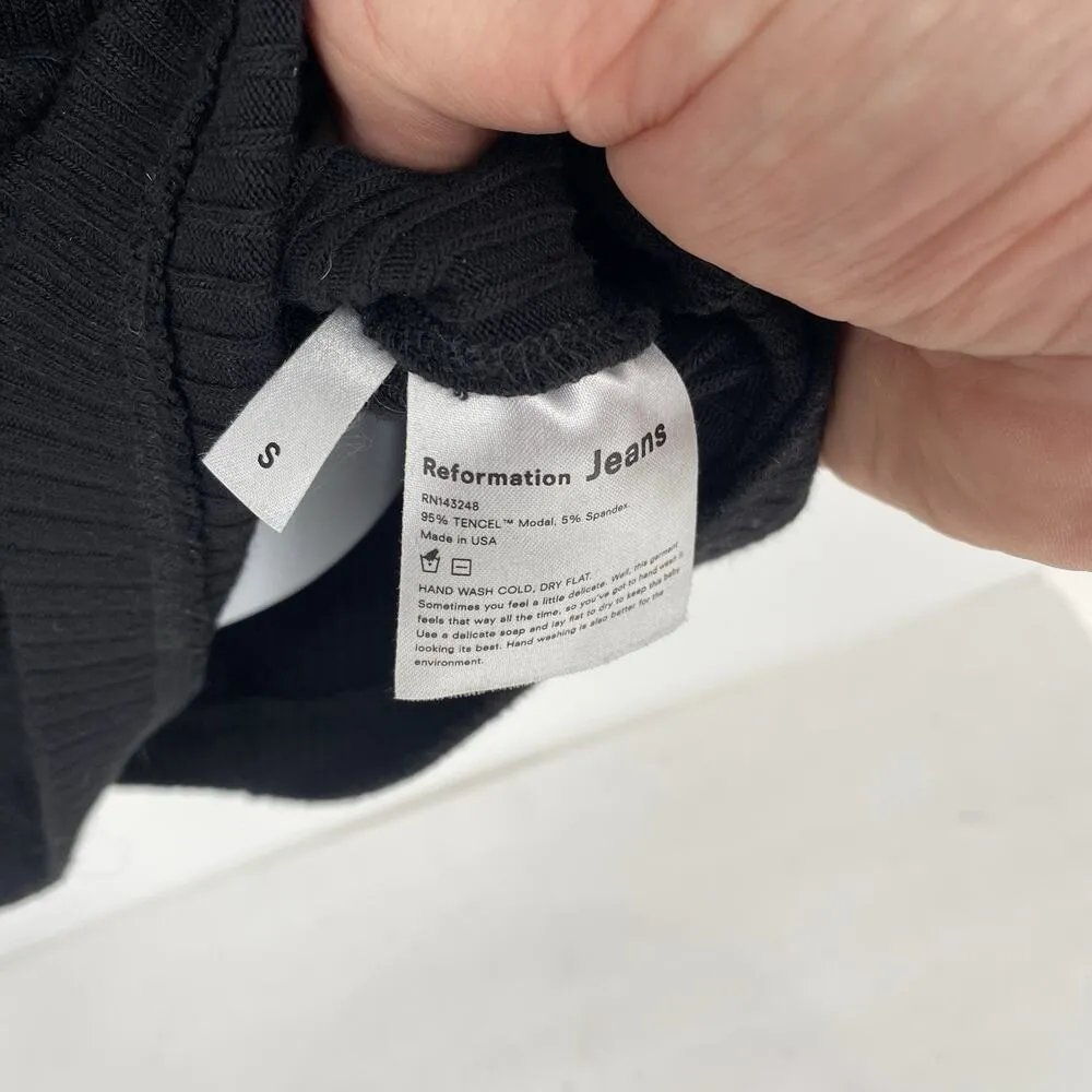 Reformation Jeans Black Ribbed Long Sleeve Mini Dress Women's Size S - Image 7