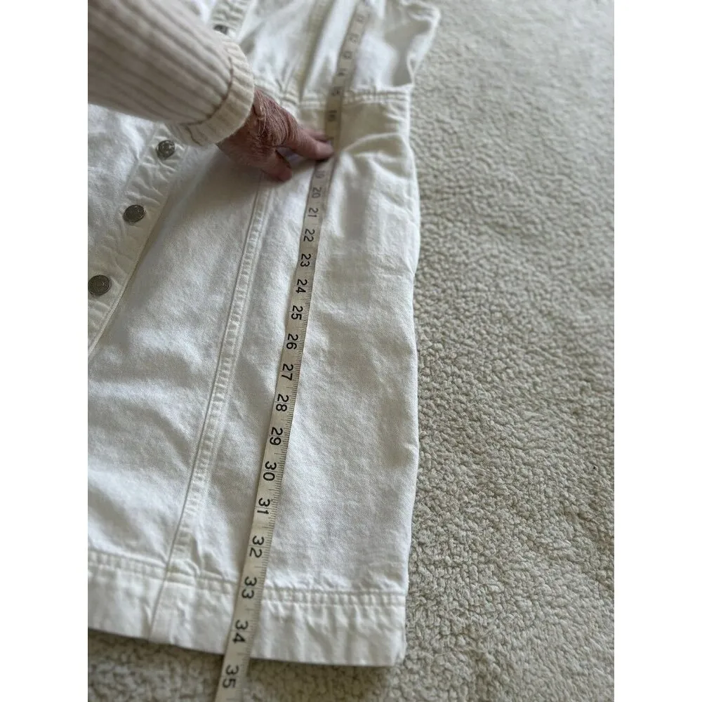 Madewell Tile White Denim Square-Neck Button Front Tank Mini Dress Size 14 - Image 13