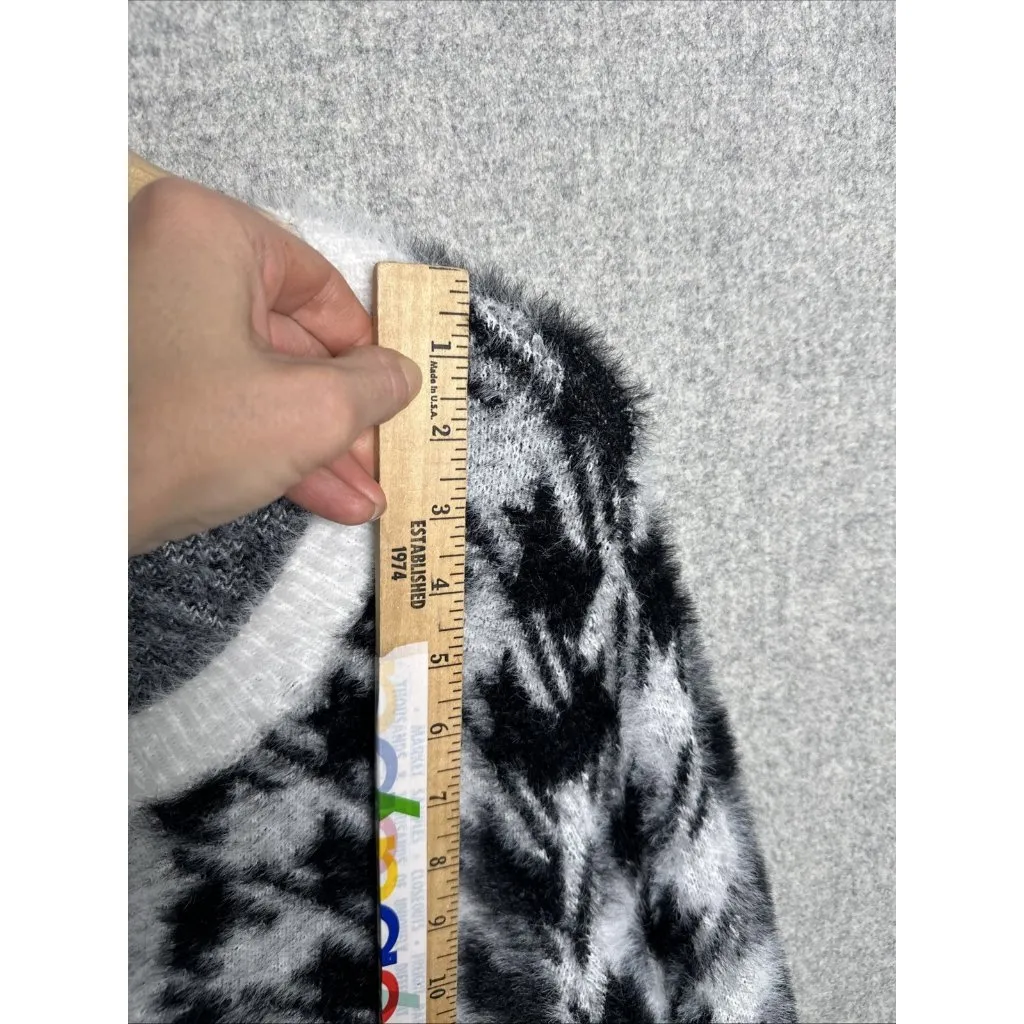 Judith March Womens Oversized Small Chunky Sweater Cardigan Houndstooth Soft - Image 9