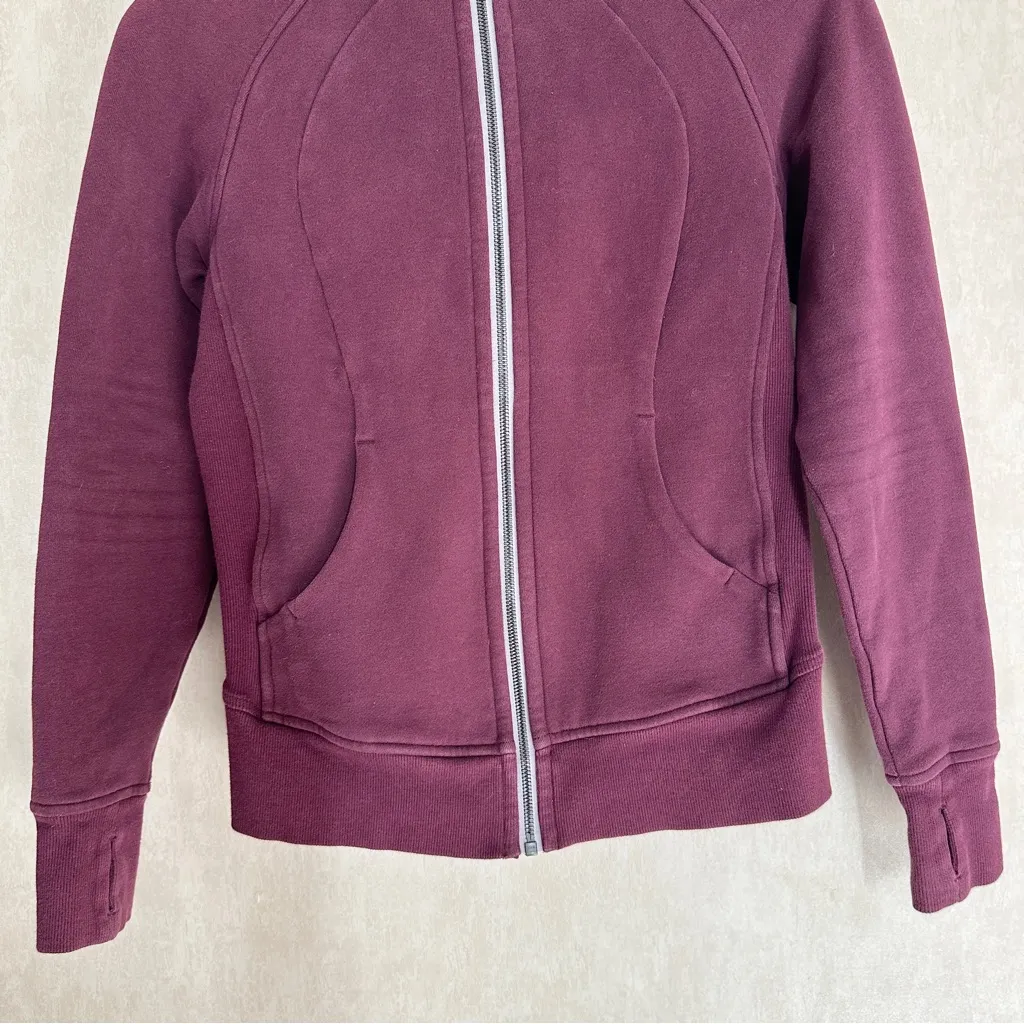 Lululemon Women’s Scuba Full Zip Hoodie Light Cotton Fleece in Arctic Plum Red 4 - Image 5