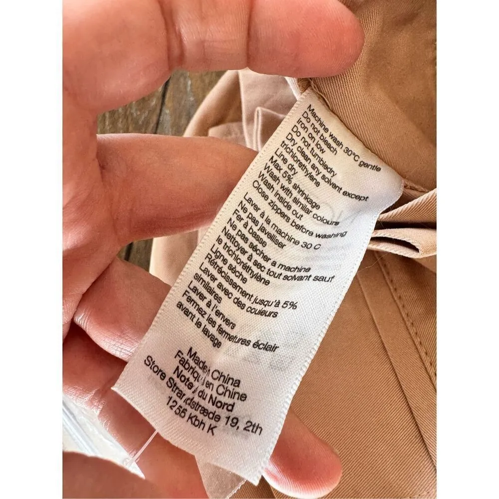 NWOT Notes Du Nord High Waist Ruffled Casual Cargo Pants in Tan Size 36 - Image 5