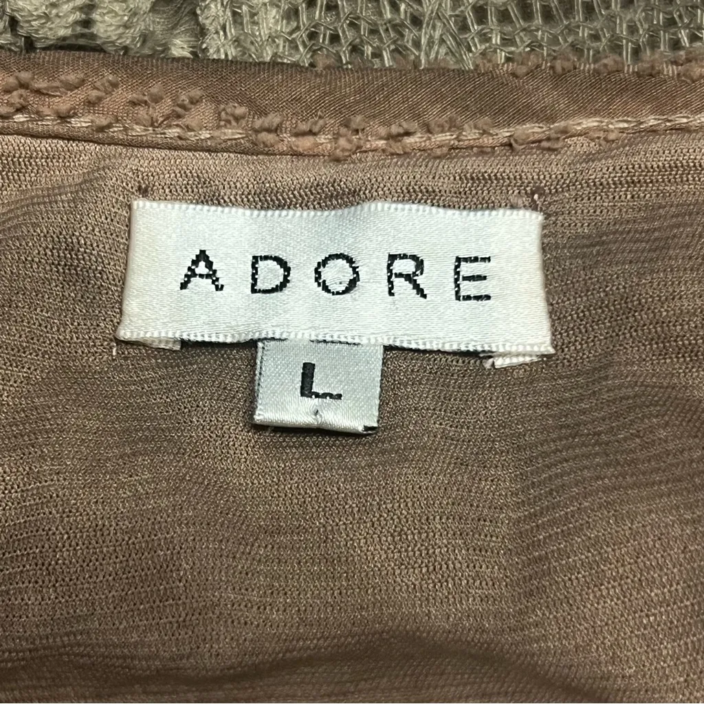 Adore Womens Fairy Tunic Top Size L Lagen Artsy Boho Festival Patchwork Grunge Tan Size L - Image 7