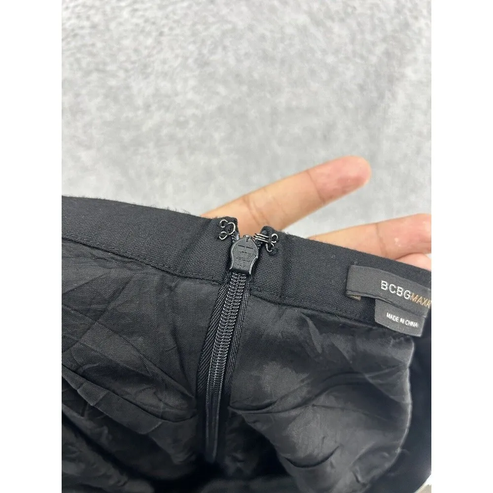 BCBGMAXAZARIA Women's Skirt Pencil Skirt Solid Black Size 4 Ruched Back Wool - Image 3