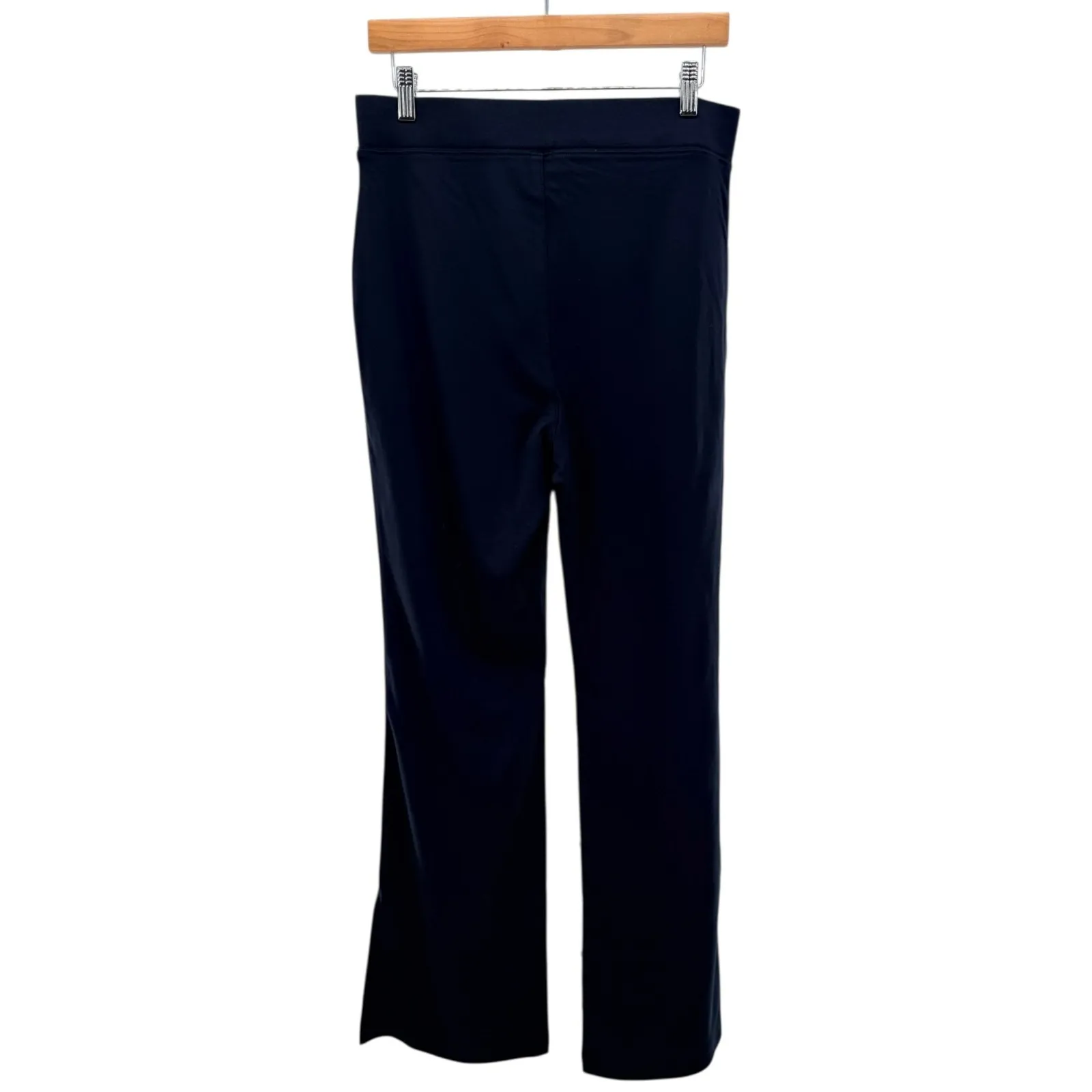 Anthropologie Maeve Eve Ponte Wide Leg Black Flare Pull On Pants M Work Slit - Image 6