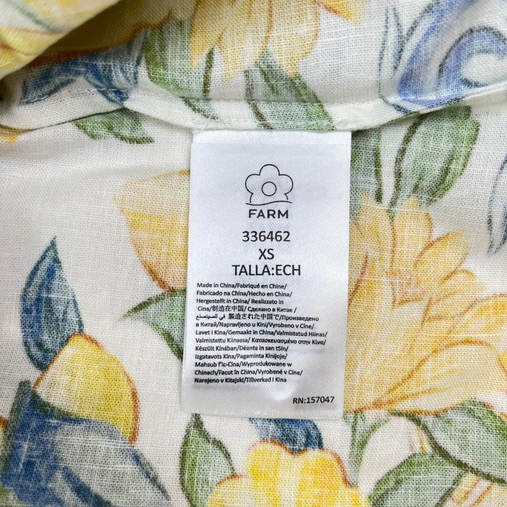 NWOT Farm Rio Sicily Scarf Linen-Blend Floral Button-Down Shirt Blouse Size XS - Image 10