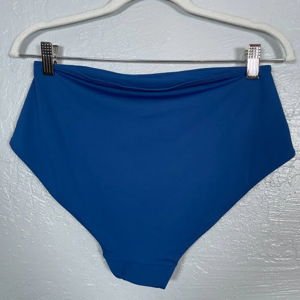 Everlane ReNew Women L Blue High Waisted Hipster Bikini Bottom Swim Stretch - Image 4
