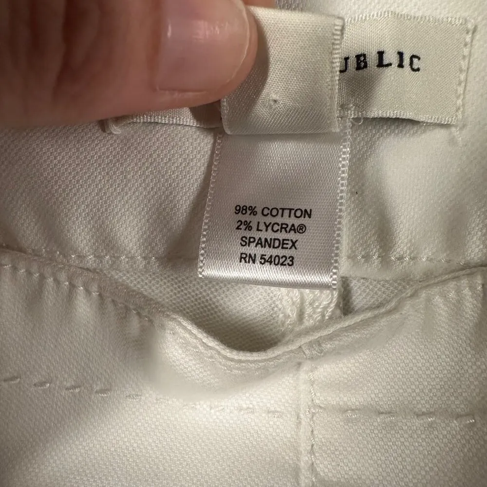 Banana Republic Womens 6 Martin Fit White Wide Leg Pants Buttons *Stains - Image 8