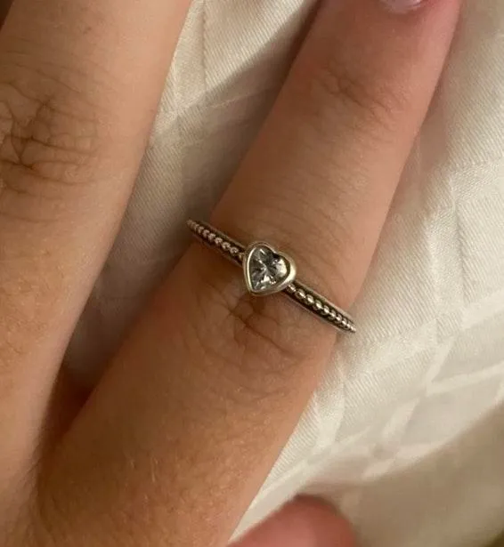 Pandora Clear Heart Beaded Ring Size 7 - Image 3