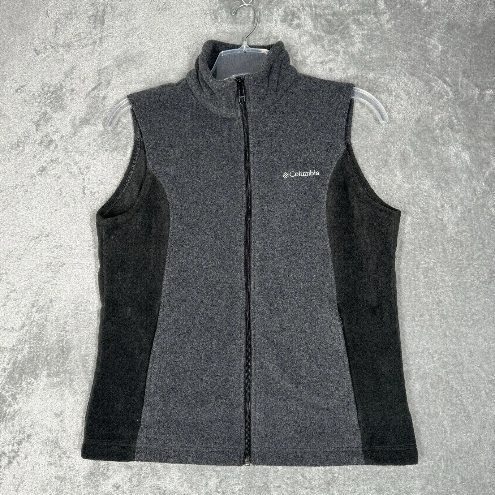 Columbia Vest Women Large Gray Full Zip Fleece Casual Neutral Cabincore Gorpcore - Image 2