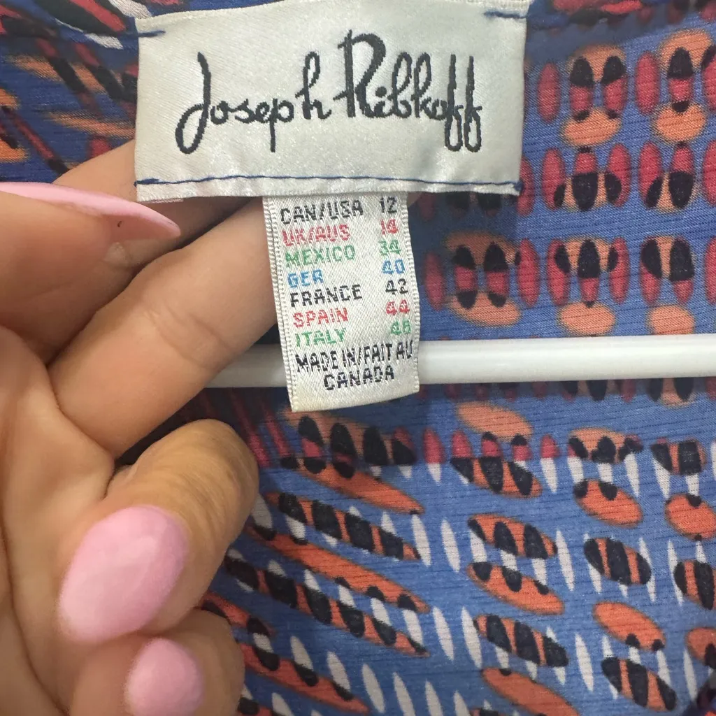 Joseph Ribkoff Multicolor V-Neck Patterned Dress - Image 4