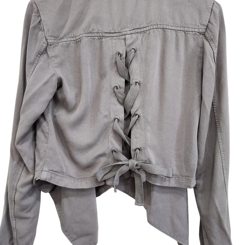 Knox Rose Boho Western Lace Up Tie Back Open Front Lightweight Jacket Size Small - Image 3