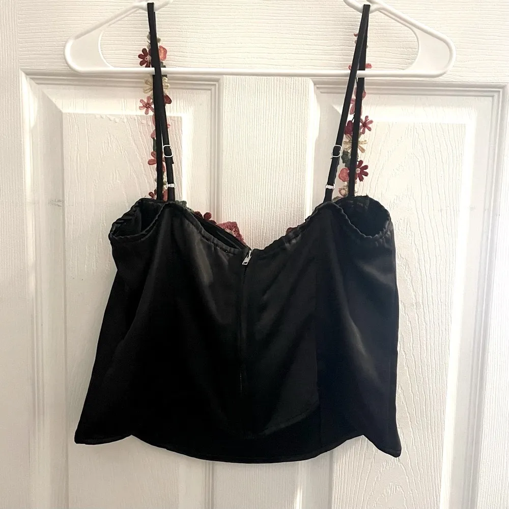 NWT  Black Corset Top Enchante To Meet You Sz 12 Floral Fairycore - Image 3