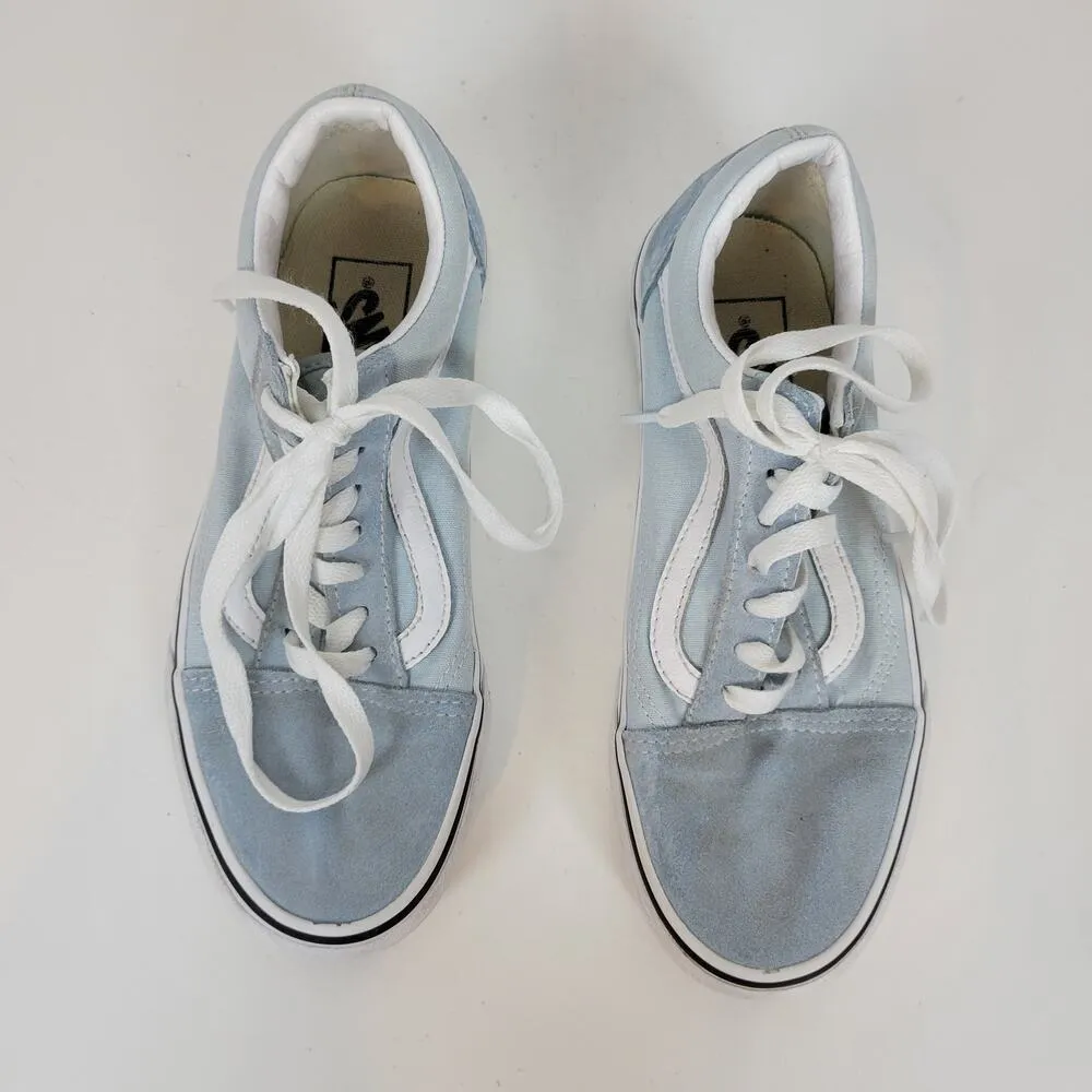 Vans Women's Old Skool Sneakers 6 Light Blue Suede Canvas Skate Lace Up Shoes - Image 7