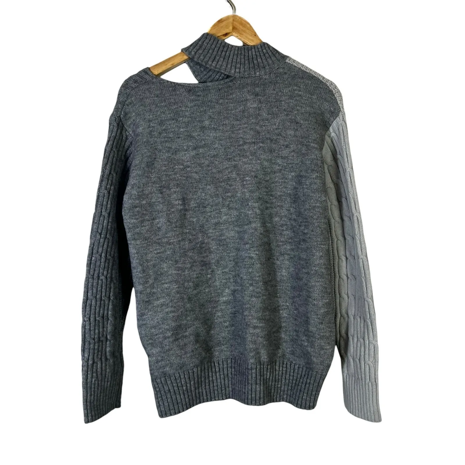NWT Blue B Colorblock Mock Neck Sweater Size L Gray Chunky Cozy Scandinavian Size L - Image 4