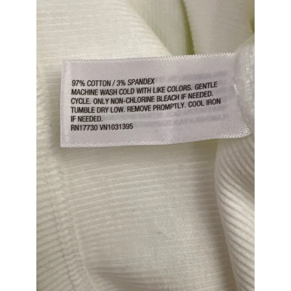 White Long Sleeve Ribbed Sweater Top Cotton Size M - Image 5