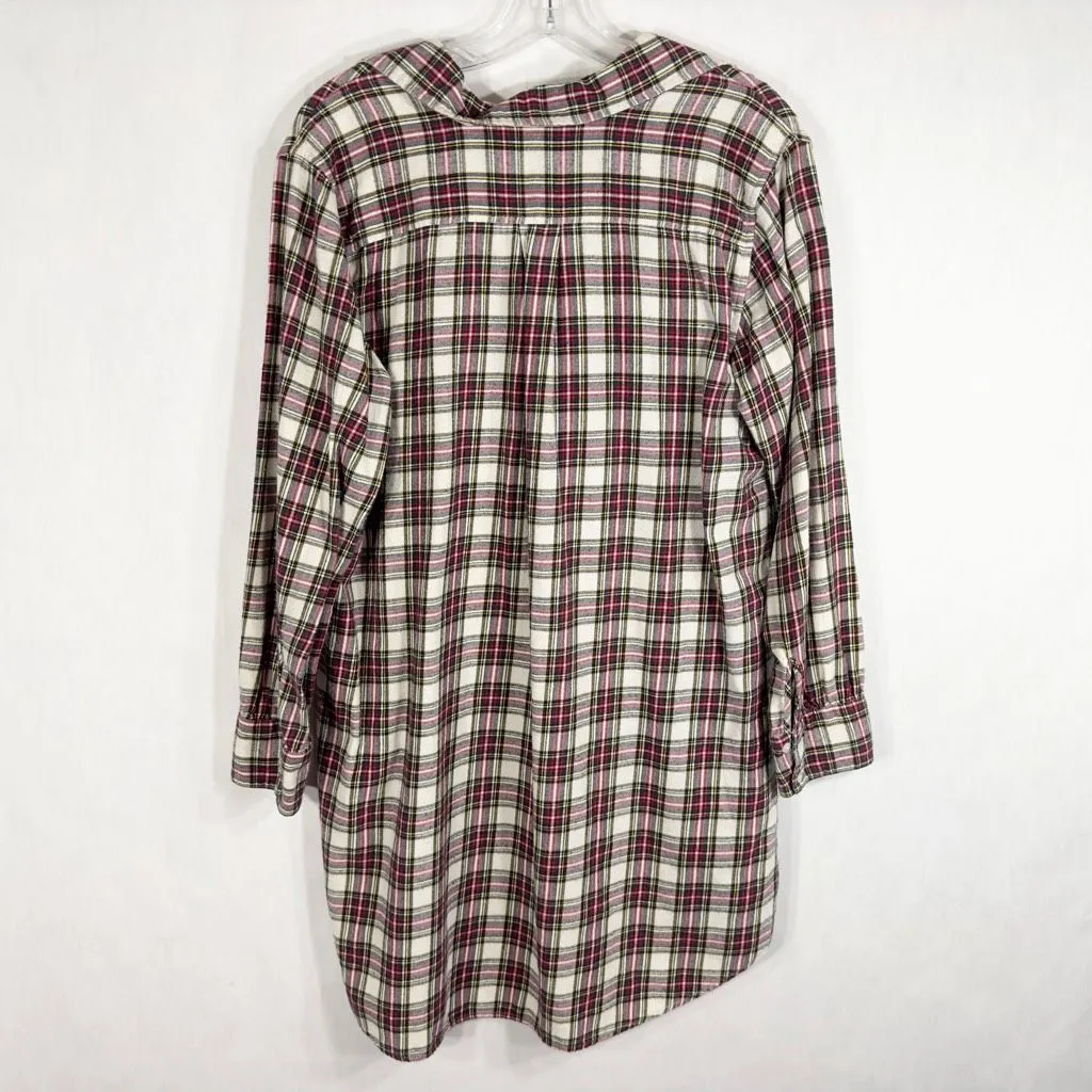 Soft Surroundings Small Dress Shift Tunic Plaid Flannel Ruffle Red White 337 - Image 2