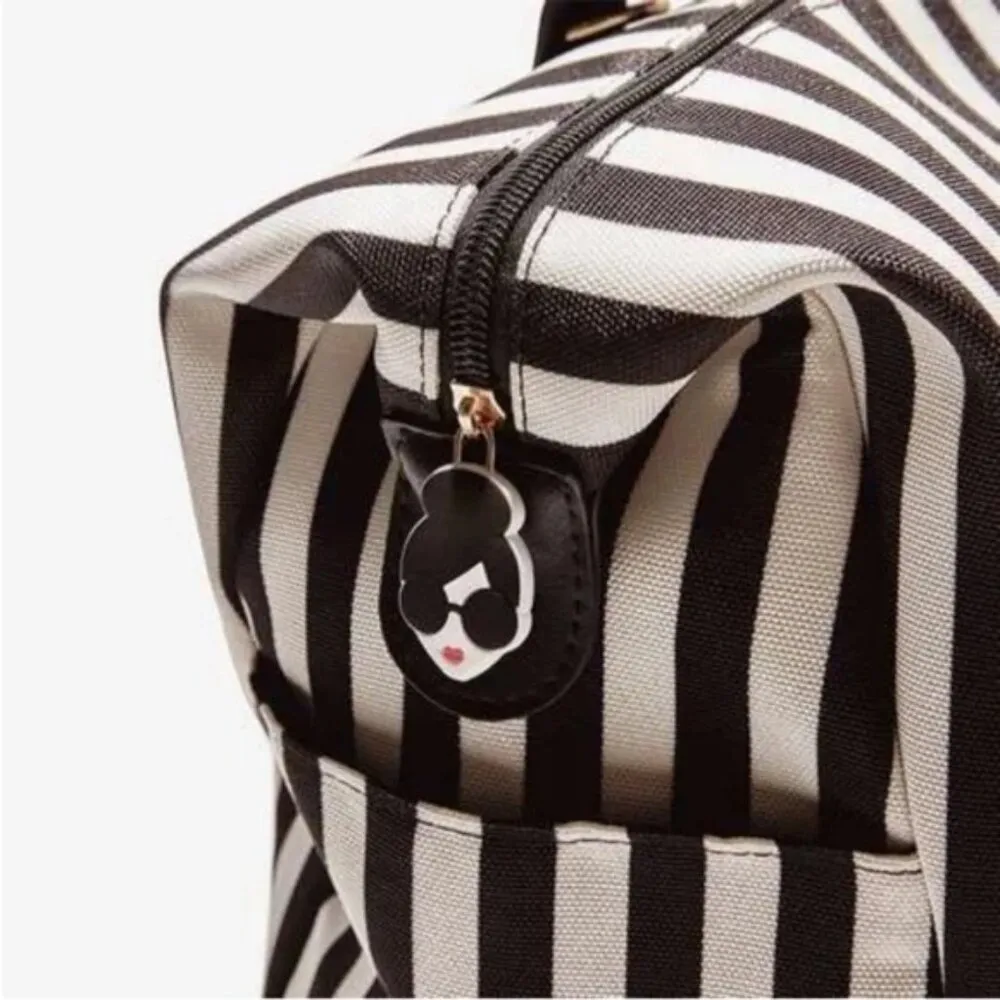 Alice & Olivia By Stacey Bendet Black & White Striped Duffel Bag NWT - Image 3