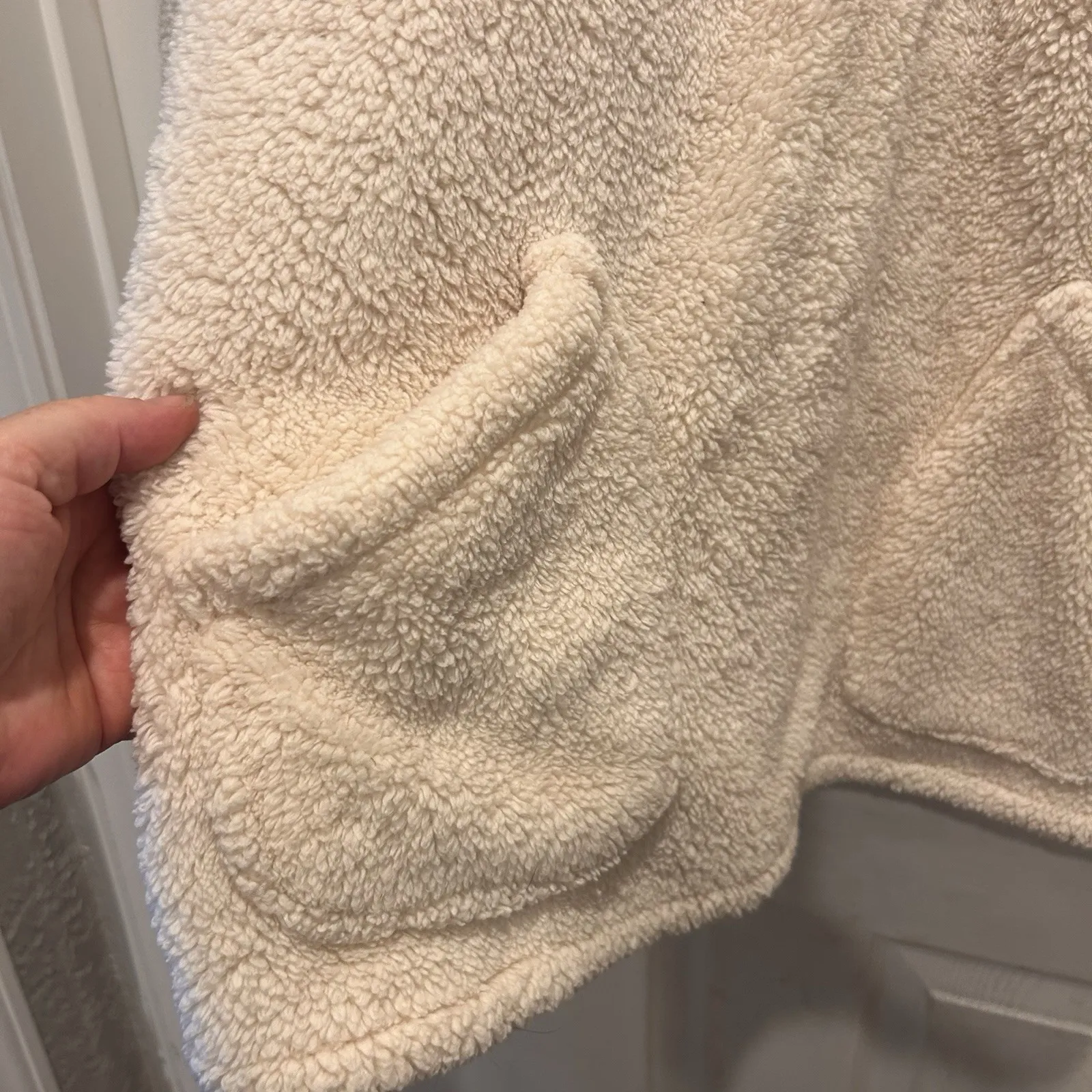 Natural Reflections Cream 1/4 Zip‎ Pocket Long Sleeve Jacket Women's Large Cozy - Image 4