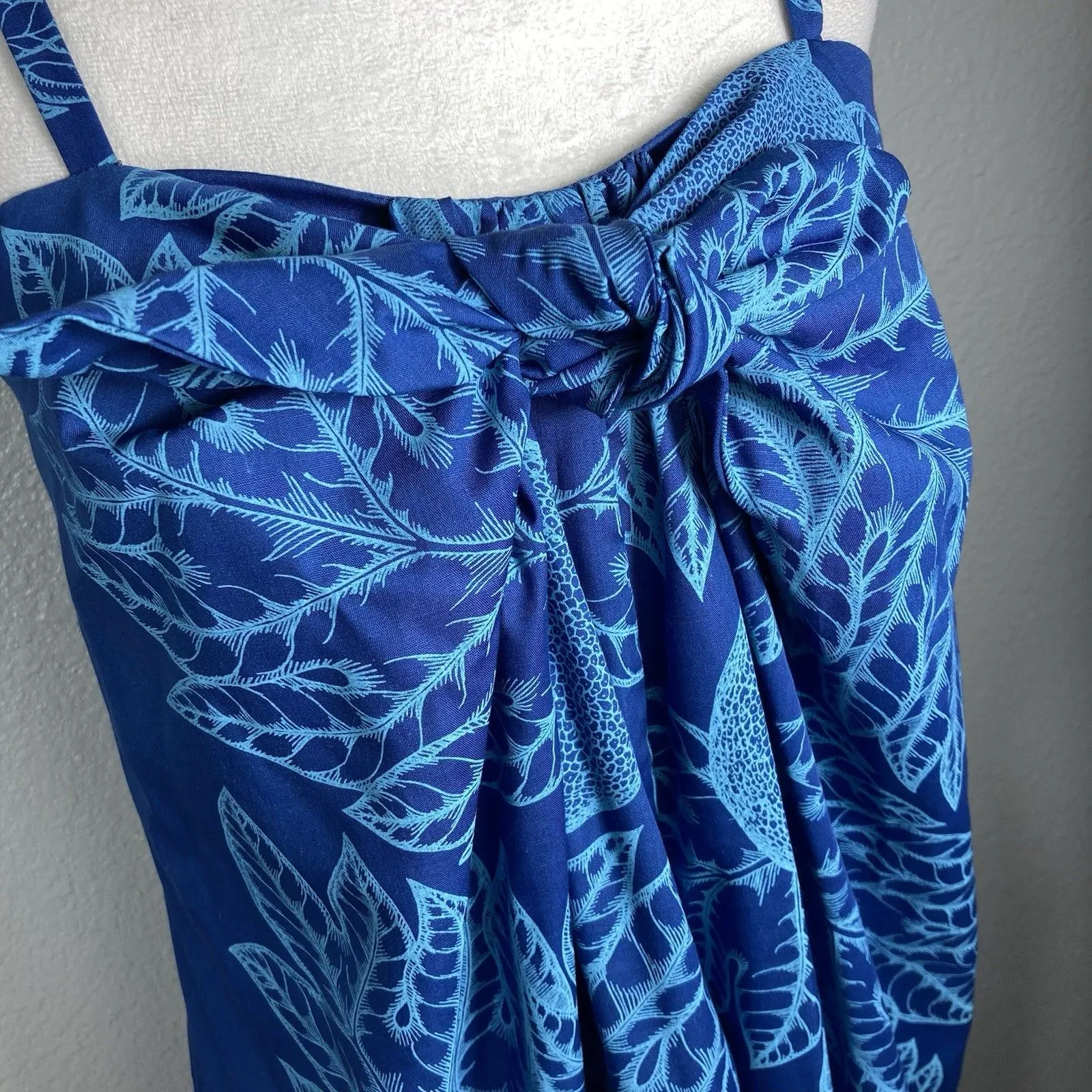 VTG TAHITI IMPORTS RARE Dress Tropical Hawaiian Maxi Sun Dress Resort Island 60s Blue Size 10 - Image 3
