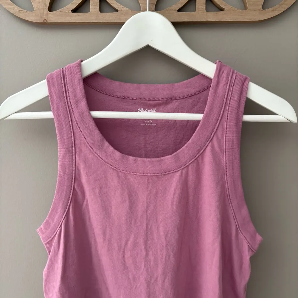 Madewell Softade Cotton Boxy Crop Tank Top Pink/Purple Sz Small - Image 3