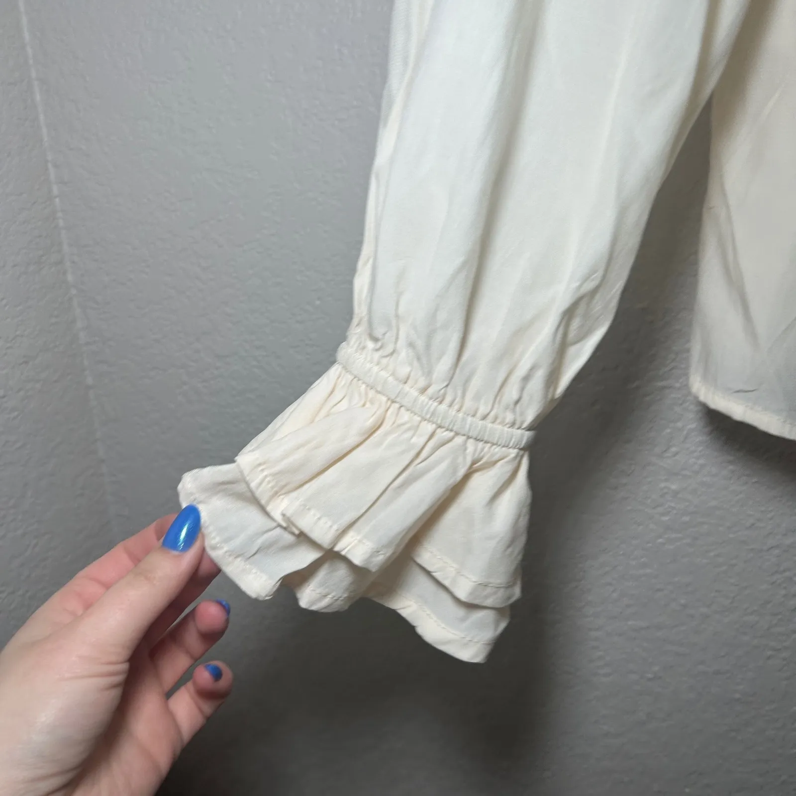 scarlet darkness beige ruffle long sleeve blouse women's large regency ren faire - Image 4