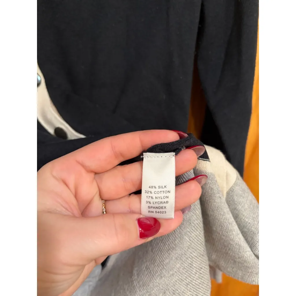 Banana Republic Issa London Silk Cotton Cardigan Black Gray Small - Image 3