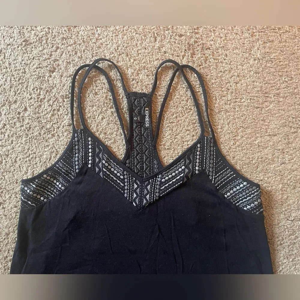 Express Spaghetti Strap V-Neck Razor-Back Relaxed-Fit Tank Top - Image 4