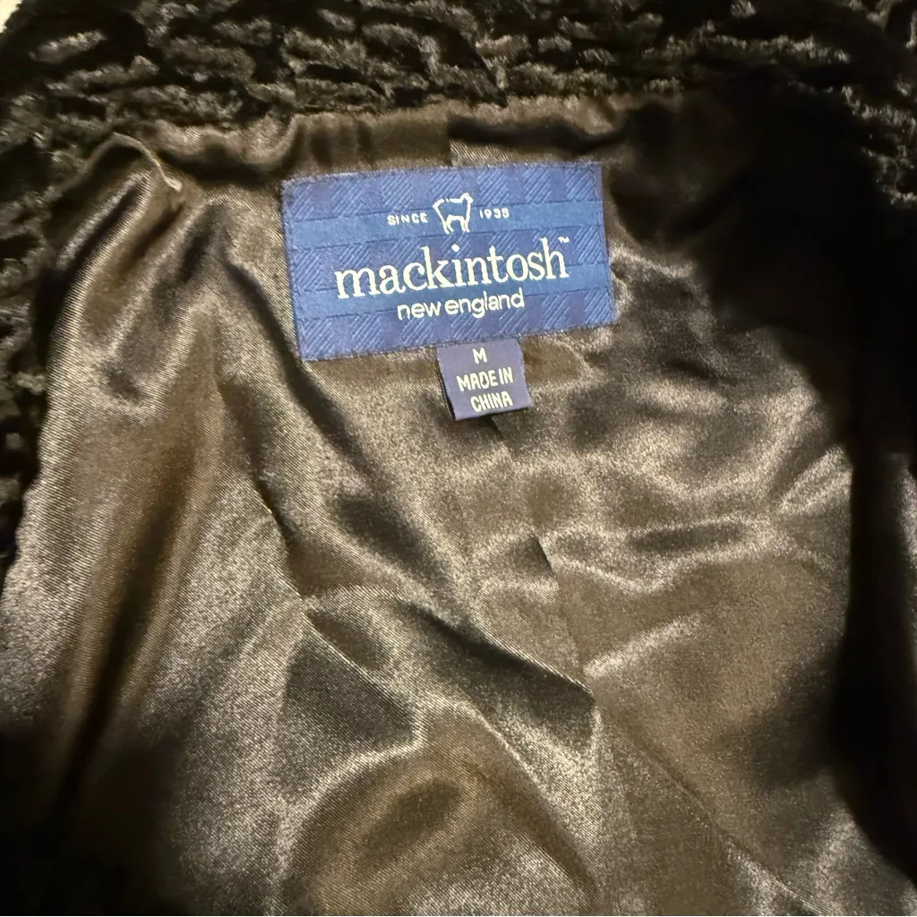 Like New Vintage Mackintosh of New England Faux Curly Lamb Fur Jacket Black Size M - Image 3