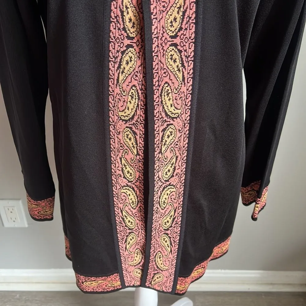 Exclusively Misook Black Pink Paisley Embellished Cardigan Acrylic - Image 4