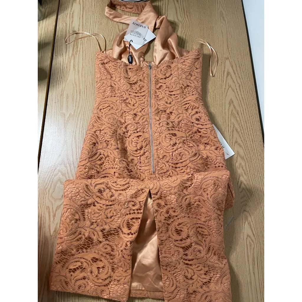 New Womens Bardot Lacey Halter Dress Underwired Copper Color size Xs - Image 6